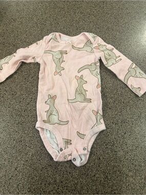 Cartier Light Pink Kangaroo Print Long-Sleeve One-Piece